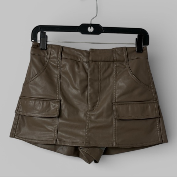 Zara Pants - Zara Chocolate Brown Faux Leather Micro Skort